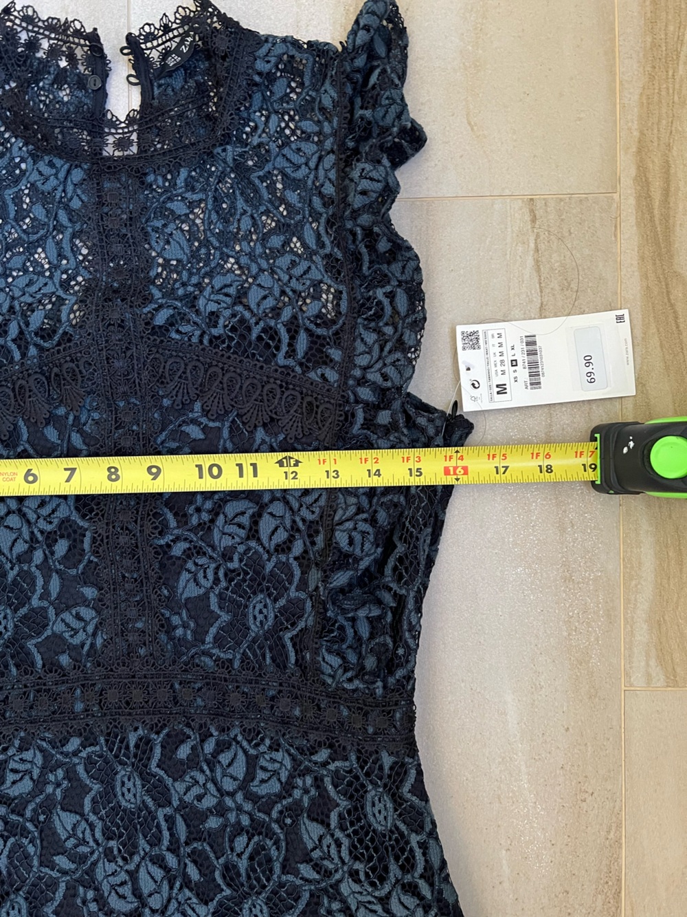 Zara Navy Black Lace Midi Dress - Picture 5 of 8